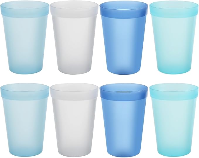 Blwan 8-Pack Small 8.5oz Plastic Cups, BPA-Free Reusable Juice Cups, Microwave by Unknown