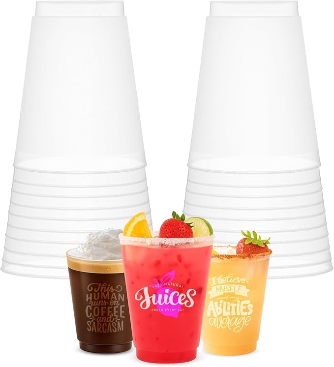 Concession Essentials 16oz Frost Flex Plastic Cups – 500 Pack – Shatterproof by Unknown