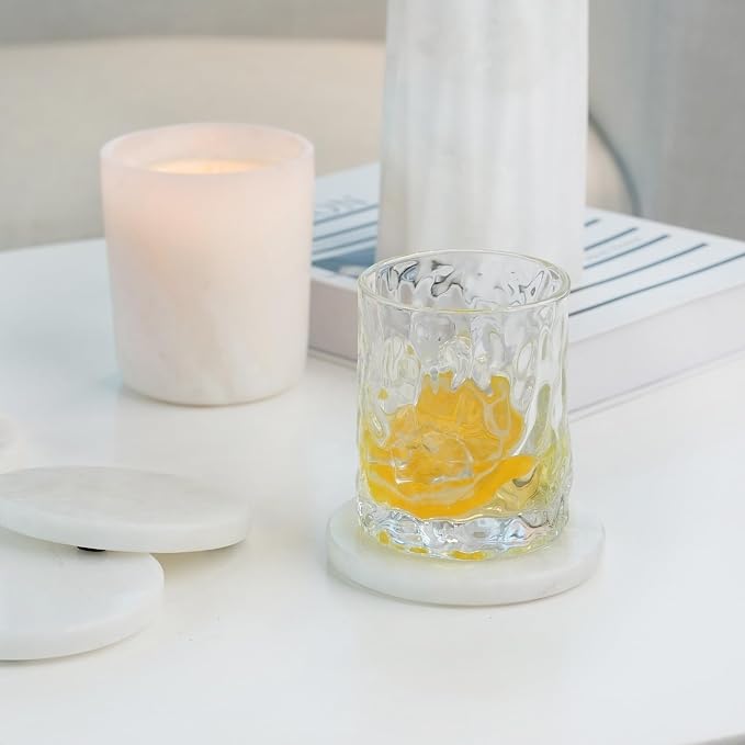 Marble Coaster Set of 4, Round White Coasters, Heat Resistant Coaster - Image 7