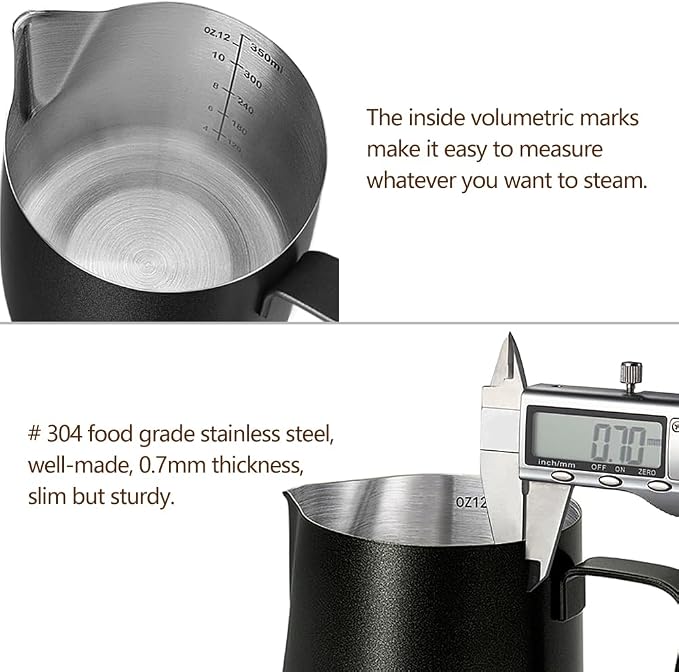 HOOMIL Milk Frothing Pitcher, 12oz/20oz/32oz 304 Stainless Steel | Steaming - Image 4