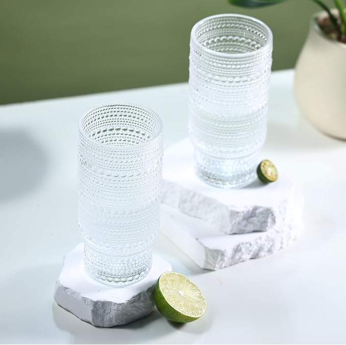 Large Capacity 16 oz Hobnail Drinking Glasses Set of 12, Vintage Glassware - Image 6