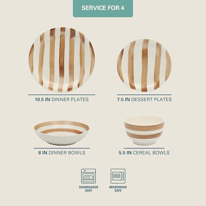 Gibson Home Kenwood Shores 16 Piece Dinnerware Set, Hand-Painted Plates and - Image 2