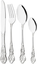 Mirror Polished Silver Silverware Set, 24-Piece 18/10 Stainless Steel Shiny by JANKNG