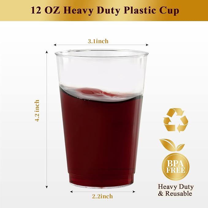 Vplus 150 Pack 12 OZ Clear Disposable Plastic Drinking Cups - Image 4