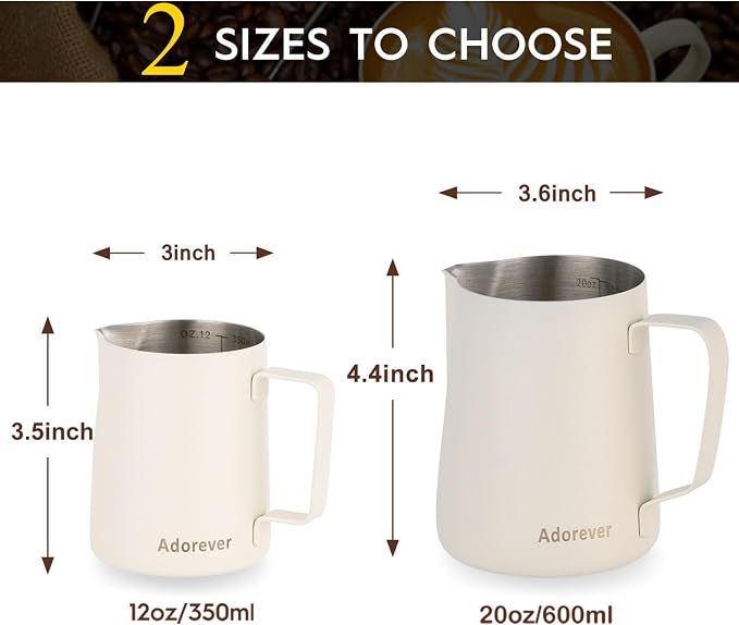Milk Frothing Pitcher, 350ml/12oz Steaming Pitchers Stainless Steel Milk Coffee - Image 4