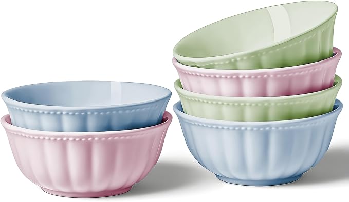 HOMBENE Color Mixing Porcelain Fruit Bowls, 4.7 Inch Serving Bowls, Ice Cream by HOMBENE