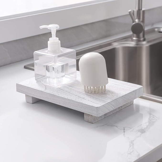 Wood Bathroom Tray Farmhouse Decor Kitchen Soap Holder, Lightweight, Easy Clean - Image 8