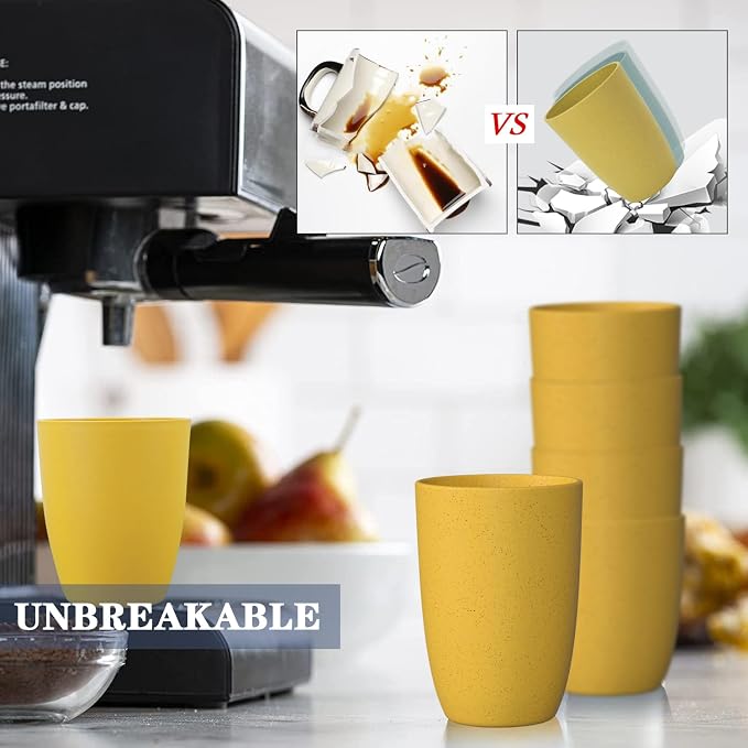 Homienly 8pcs Wheat Straw Fiber Cups, 20 Oz Reusable Drinking Cups, Unbreakable - Image 7