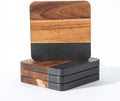 Acacia Wood Black Marble Coasters by Unknown