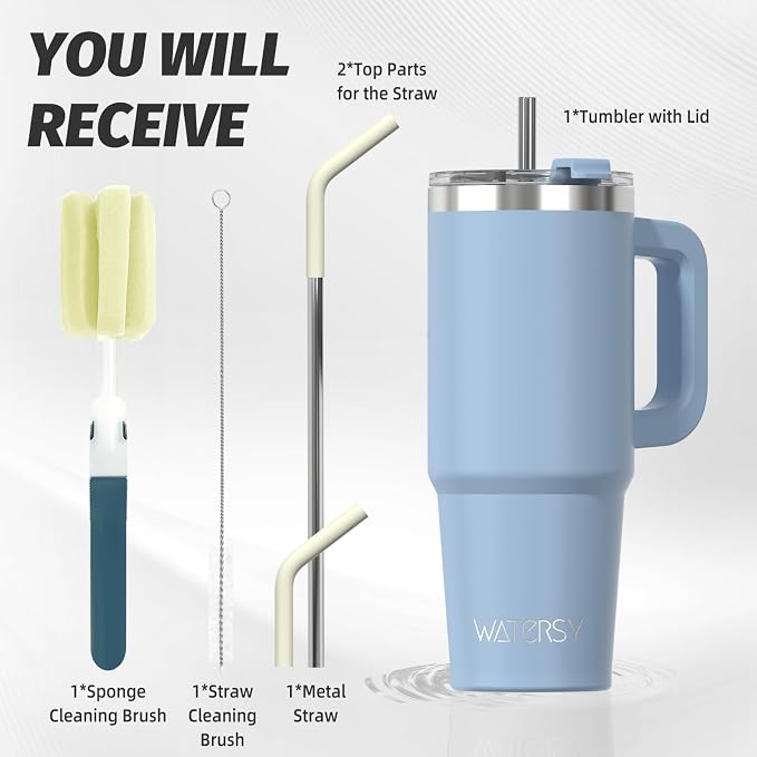20 oz Tumbler with Handle, Tumbler with Lid and Straw, Double Wall Insulated - Image 2