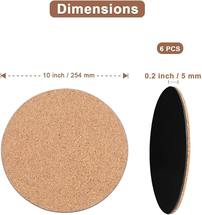 10 Inch Cork Plant Coasters, 2 Pack Round Plant Mats - Image 2