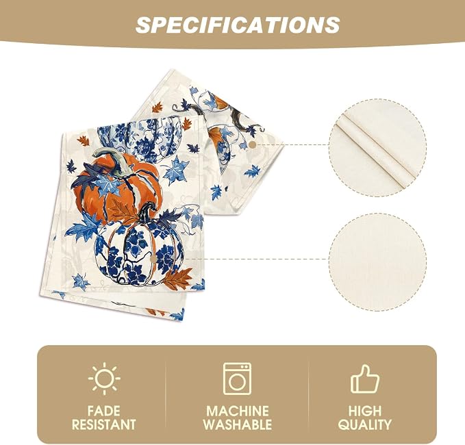 Artoid Mode 210 GSM Fall Table Runner 13x108 Inch Home Party Decor | Pumpkins - Image 5