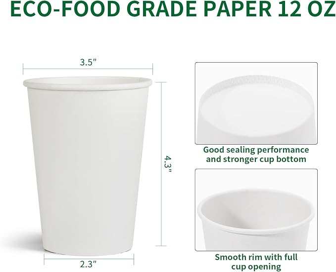 RACETOP 1000 pack 12 oz Disposable Coffee Cups, Hot Paper Cups Ideal - Image 5