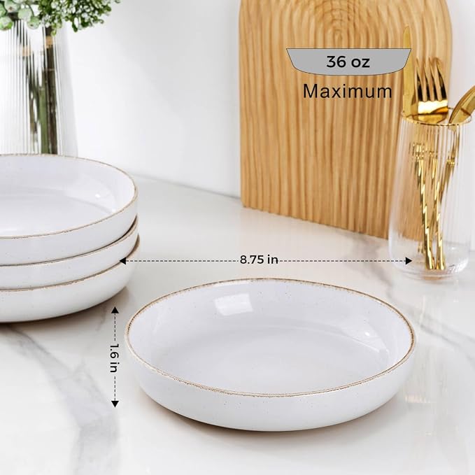 AmorArc 8.75'' Large Ceramic Pasta Bowls, 36oz Handpainted Stoneware Bowls Set - Image 2