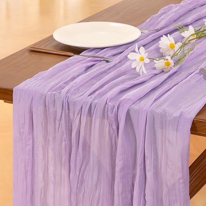 Cheesecloth Table Runner Summer Boho Wedding Birthday Party Home Decor | Lilac by Socomi