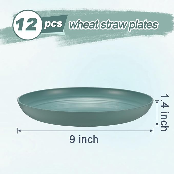 HEYCOME 12 Pcs Unbreakable Deep Dinner Plates Set, 9 inch Reusable Plastic - Image 2