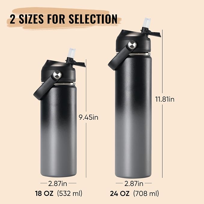 Fijinhom 18oz Insulated Stainless Steel Water Bottle, Wide Mouth Double Wall - Image 2