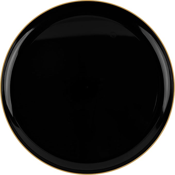 PLASTICPRO [30 Pack 10.6 Plastic Party Plates Edge Collection Black - Image 4