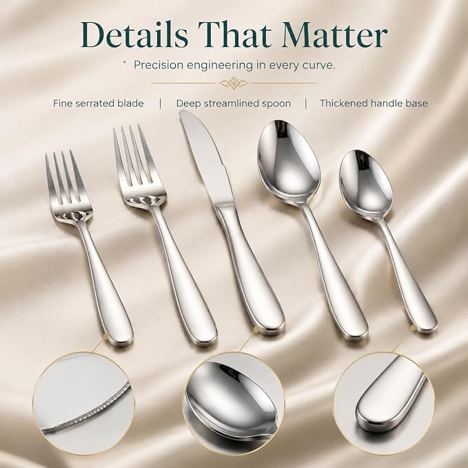 HaWare Silverware Set for 4, 20-Piece Stainless Steel Flatware, Heavy Duty | - Image 5