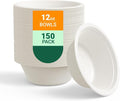 150 Pack 12 oz Compostable Paper Bowls Disposable by ECOLipak