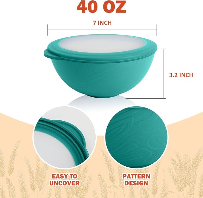 wheat straw bowls set of 4, 40oz unbreakable salad bowl set - Image 2