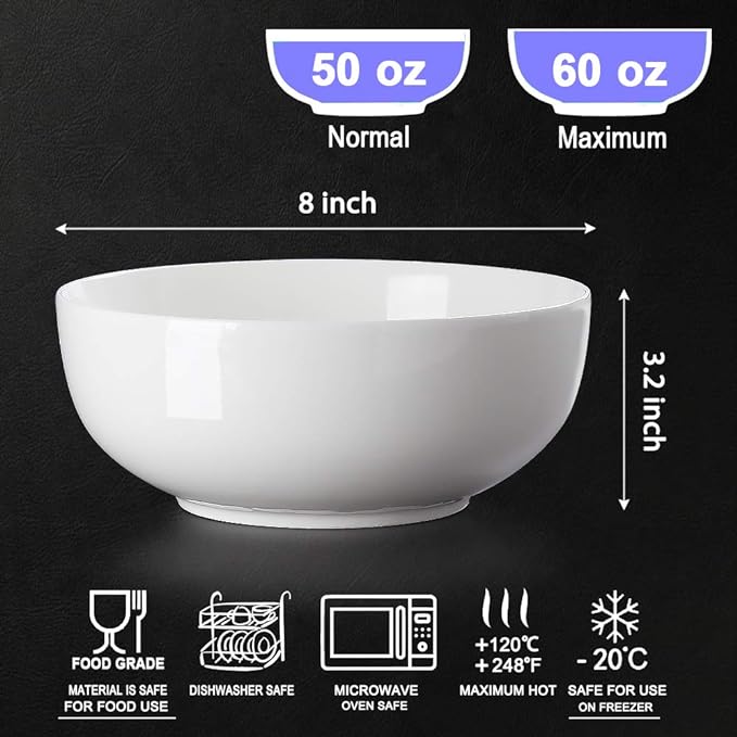 Hesen 60 oz Large Soup Bowl, Pho Bowls, Large Ramen Bowl Set of 3, 8 in Off - Image 2