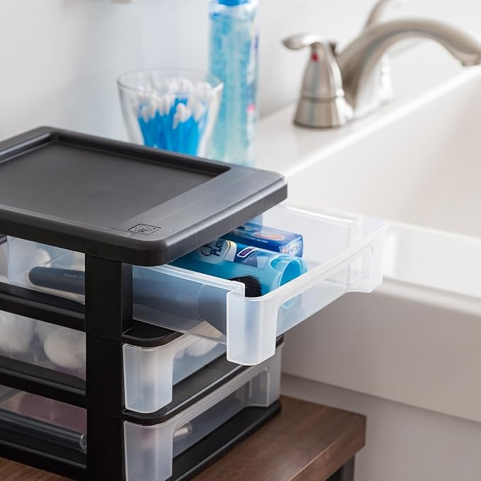 IRIS USA 4-Pack, 3-Drawer Small Plastic Stacking Desktop Organizer, stationery - Image 6