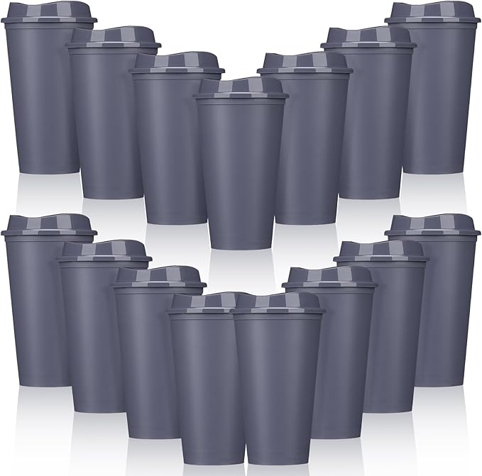 Domensi 15 Pack Reusable Plastic Coffee Cups by Domensi