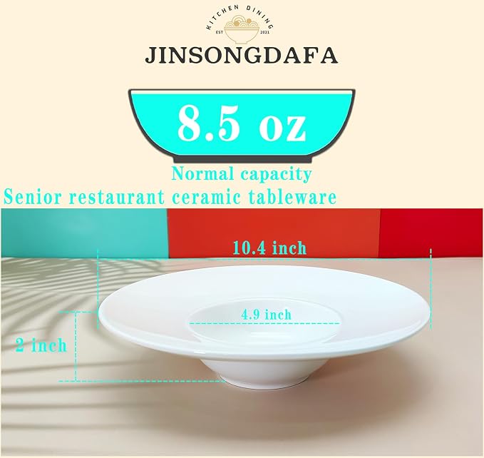 Ceramics Rimmed Soup Bowls 8.5 oz, Pasta plates - Image 2