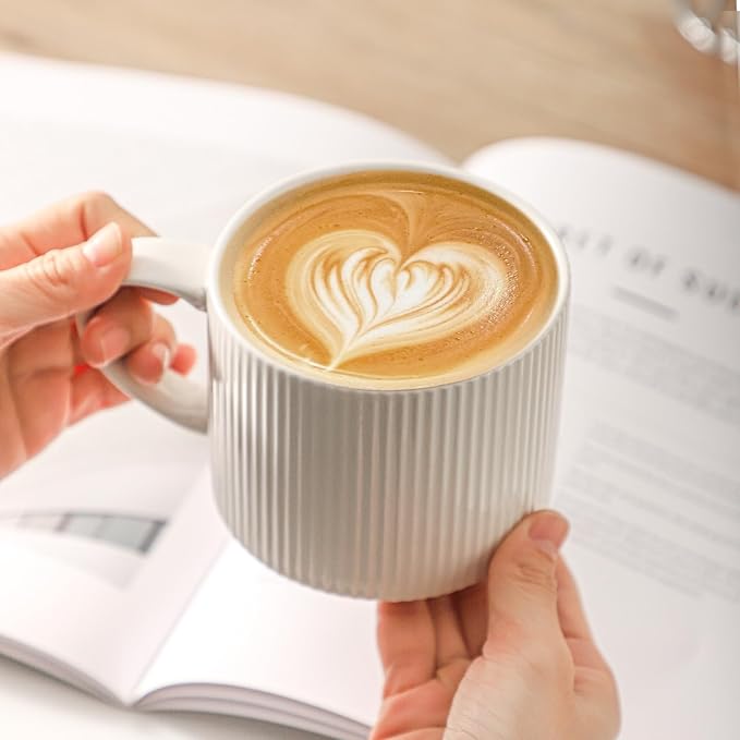 HASENSE Stackable Coffee Mugs, 15oz Coffee mugs Set of 4, Ceramic Coffee Mug - Image 5