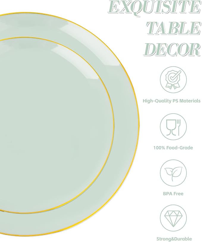 bUCLA 150PCS Green Plastic Plates - Image 4
