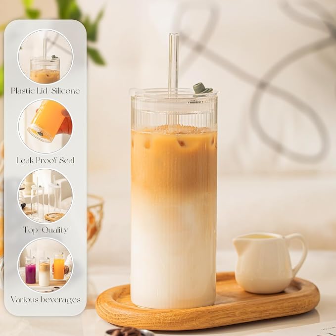 KEMORELA 6-Pack 18oz Large Round Glass Cups - Image 3