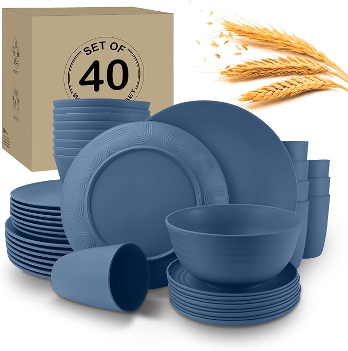40Pack plates and bowls sets for kids by WROVA