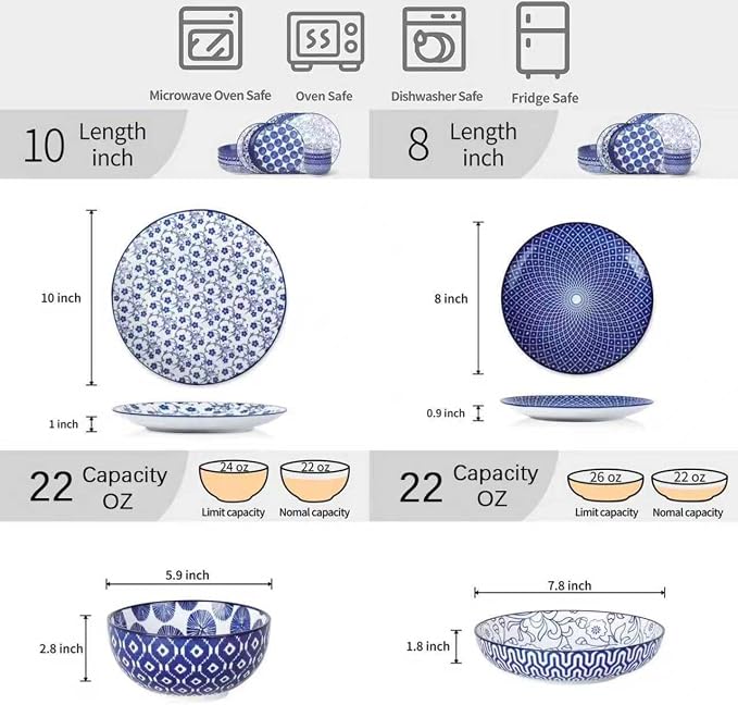 Selamica Ceramic Dinnerware Sets, 16 Pieces Dishes Set - Image 3