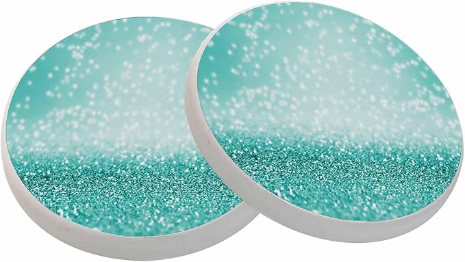 Teal Sparkle Coasters for Drinks Turquoise Green Glitter Bling Absorbent by oFloral