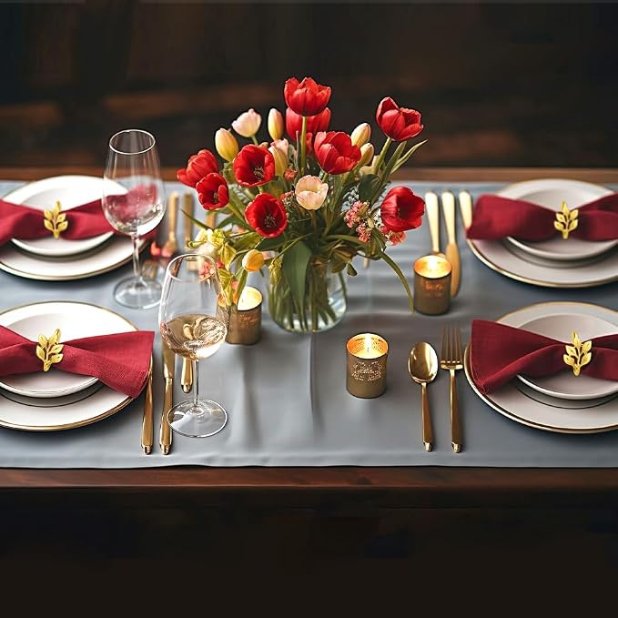 100 Pcs Gold Leaf Napkin Rings Set, Metal Napkin Ring Holders Buckles - Image 4