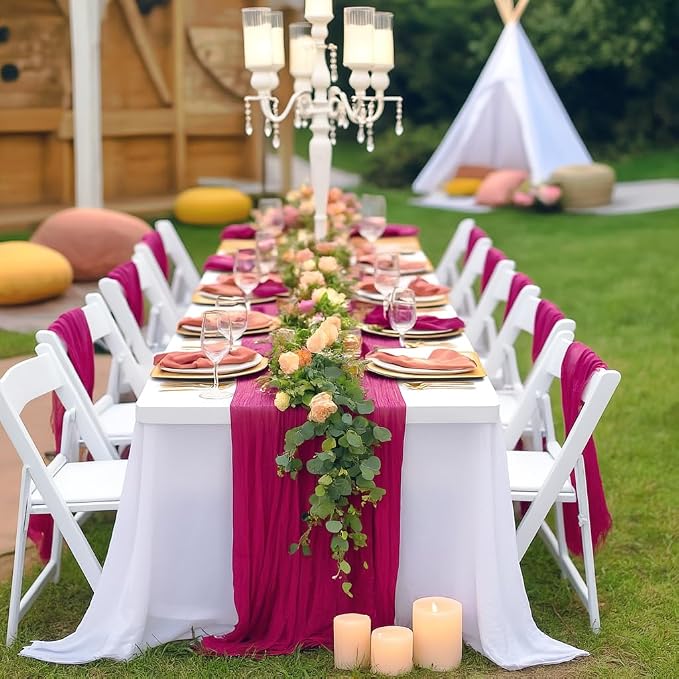 6 Pack Hot Pink Cheesecloth Table Runner Summer Sheer Fuschia Cheese Cloth - Image 3