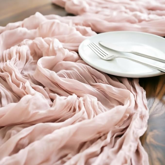 Dusty Pink Cheesecloth Table Runner 160 Inches 14 Ft Gauze Table Runner | - Image 4