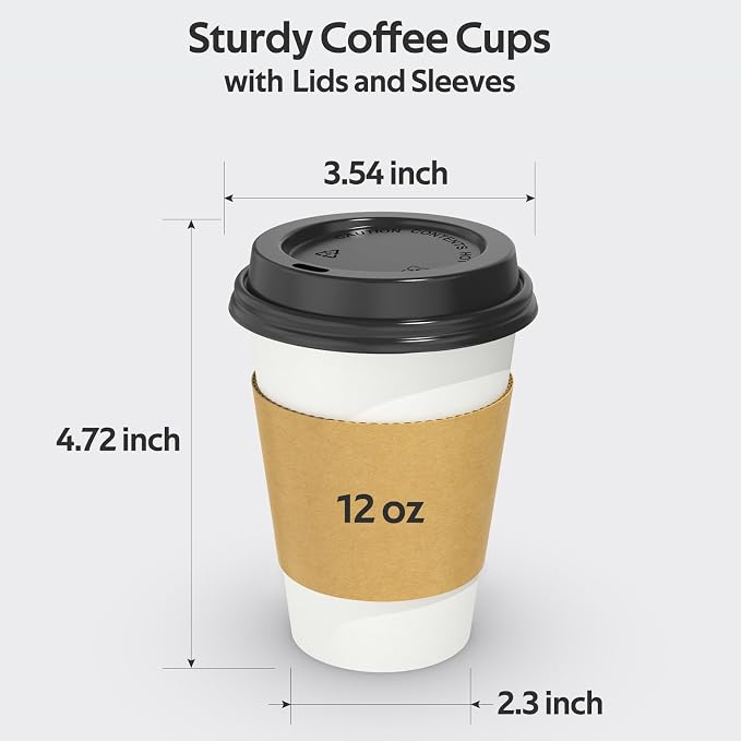 Dealusy 100 Pack 12 oz Disposable Coffee Cups - Image 2