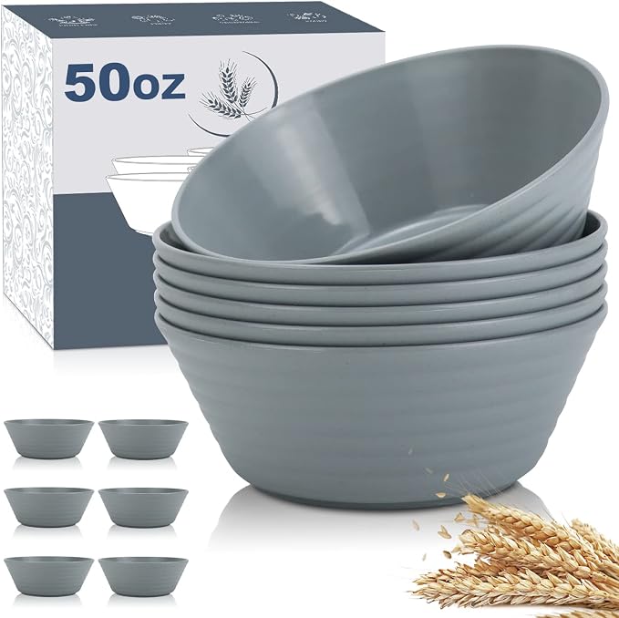 Wheat Straw Bowl Sets, Microwave and Dishwasher Safe Bowls, Super Big Bowl Sets by WROVA
