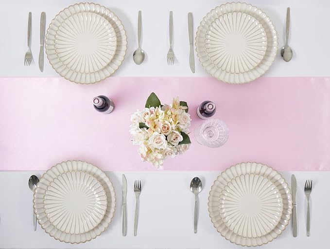 Light Pink Satin Table Runner, 12x108 Inches, 4 Pack | Premium Satin, Smooth - Image 5