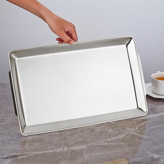 15.8" x 9.5" Large Serving Platters, Stainless Steel Heavy-Duty Large Serving - Image 7