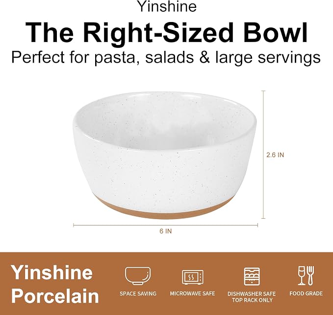 Cereal Bowls Set of 4, Ceramic Bowls - Image 3