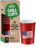 Steel Chill Cups 16 oz. Reusable Party Cups, Patriotic Red, 100% recyclable by SteelChillCups