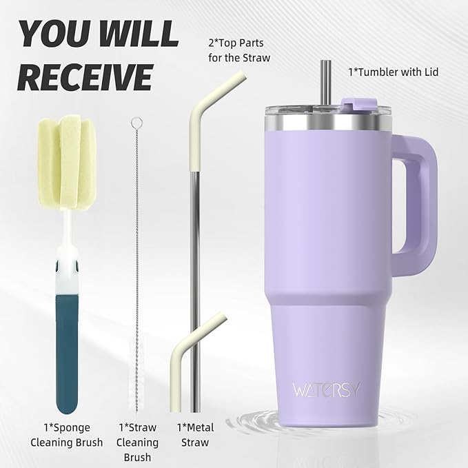 30 oz Tumbler with Handle, Tumbler with Lid and Straw, Double Wall Insulated - Image 3