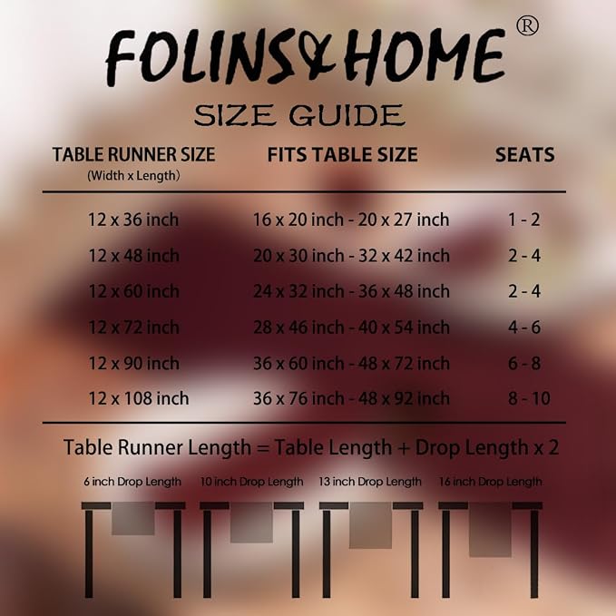 FOLINS&HOME Burgundy Waterproof Decorative Table Runner 108 Inches Long | - Image 6