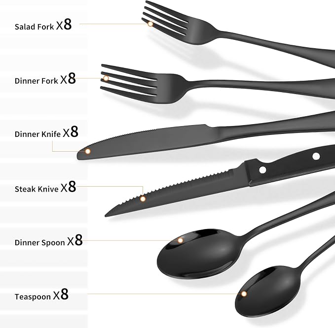 Lazycorner 53 Piece Black Silverware Set - Image 4
