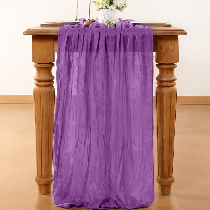 Purple Cheesecloth Table Runner 120 Inches 10 Ft Gauze Table Runner | Summer - Image 2