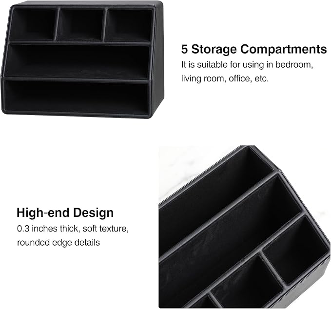 PU Leather Desk Organizer, Remote Control Holder, Office Desk Accessories - Image 5