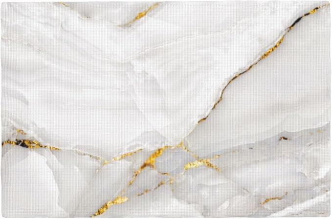 Fiokroo Marble with Golden Line Texture Placemats Set of 6 Table Mats Table by Fiokroo